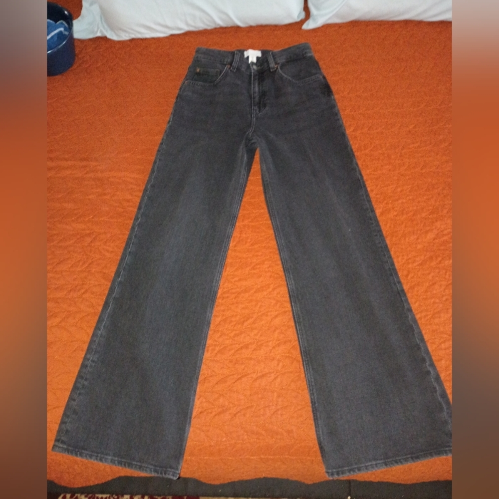 H&M Women's Wide Leg Jeans - Dark Gray